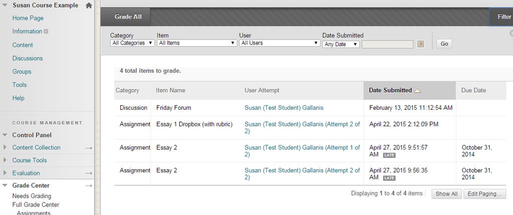 h. By default, the Assignment is visible to students. To limit when students can view the Assignment, enter dates in the Display After and Display Until fields. Click Submit. i. You have now added an Assignment.
