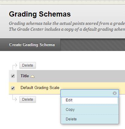 a grading schema that matches your course grading scale.