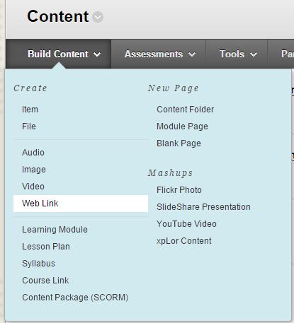 b. Once in the folder, hover mouse over Build Content and click