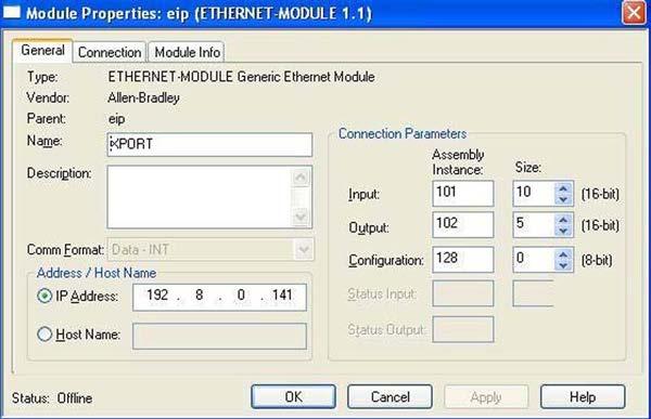 3.11 SCT40-IP (EtherNet/IP) The SCT40-IP works as a device in a Ethernet/IP network. Load the included eds file (EthernetIO_40.eds) in the Ethernet/IP scanner s development instrument.