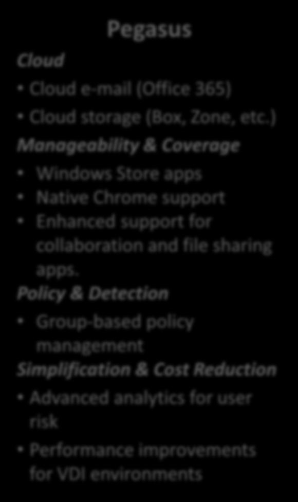 ) Manageability & Coverage Windows Store apps Native Chrome support Enhanced support for collaboration and file sharing apps.