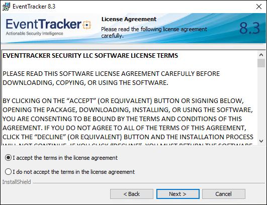 Figure 49 22. Read the license agreement, and then click I accept the terms in the license agreement option to accept the terms and condition. 23. Click the Next > button.
