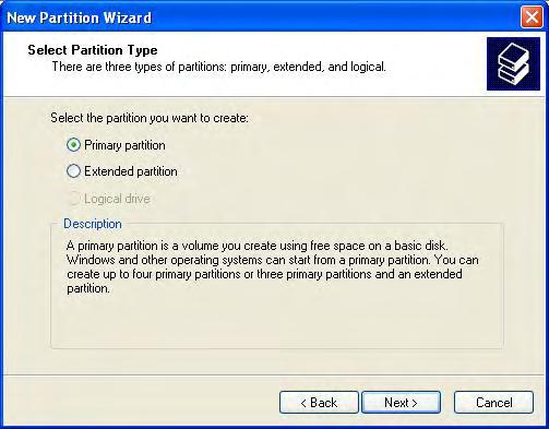 Specify the partition size you want to create,