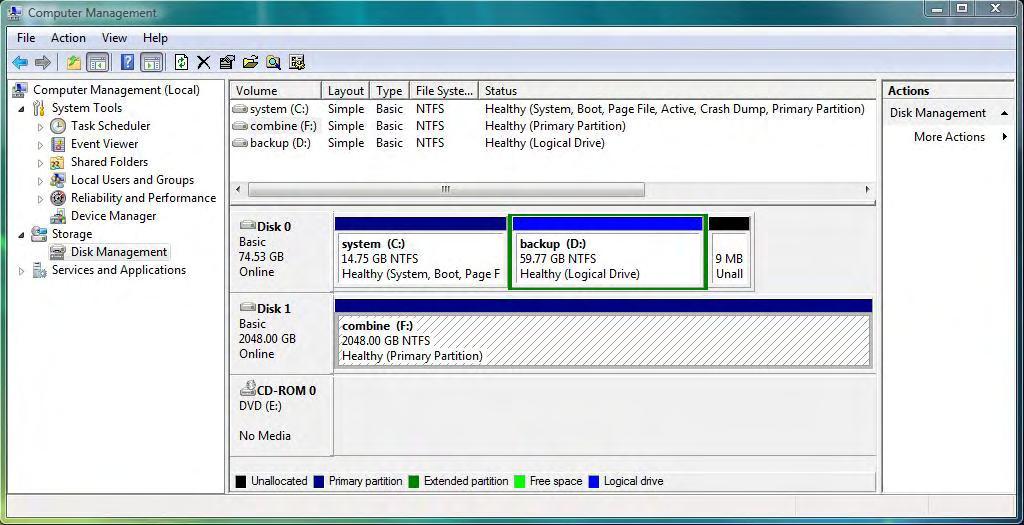 The status of the created partition in the Disk Management window will change to Formatting. The percentage complete will be displayed.