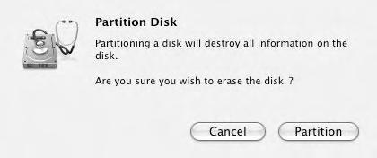 7. Confirm to partition the disk by click Partition. 8. The newly formatted disk with the Volume name will display on the windows in the left. 9.