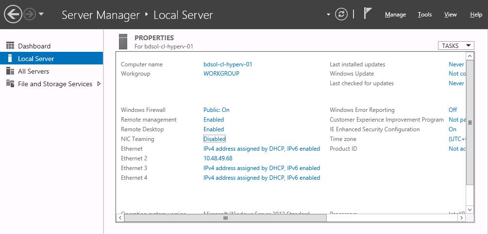Enable NIC Teaming Pre Windows 2012 Teaming provided by vendor