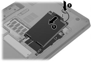 10. Using the tab (2) on the right side of the hard drive, lift the hard drive to a 45-degree angle, and then remove the hard drive (3) from the computer. To install the hard drive: 1.