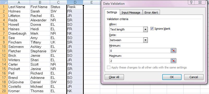Data Validation Ensuring valid data entry is an important task.