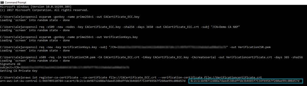 aws iot register-ca-certificate ca-certificate file://cacertificate_ecc.crt - verification-certificate file://verificationcertificate.
