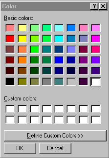 5. Place the cursor in the Highlight Color text field and click the right mouse button: 6. Click on Background Color to display the Color dialog: 7.
