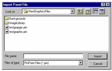 The Import Panel dialog appears displaying the available.pin files.