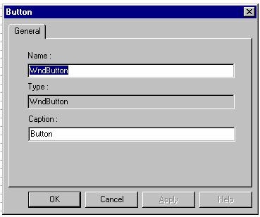 When you select Display Properties for the following controls, the screen below appears. Use this screen to change the file name of the selected control and/or the caption of the selected control.