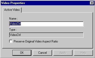 Check the Preserve Original Video Aspect Ratio checkbox if you are going to resize the video control and want to preserve its original aspect ratio in the resize.