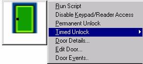 Mode. While in Run Mode, right click on the door control to access the following context menu and