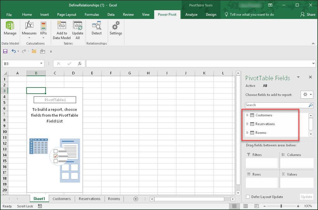 When the Create PivotTable dialog appears, click the OK button to place on a new worksheet.