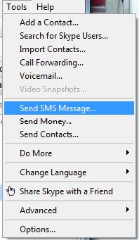 Follow the SMS messaging procedure below to send a SMS message and check that your Skype is working normally.