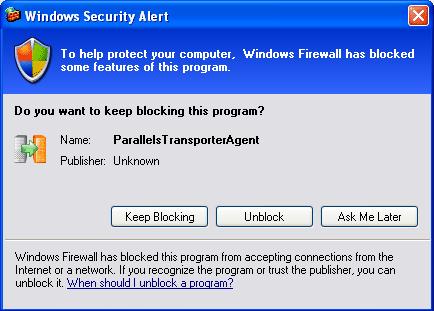 Troubleshooting and Limitations 75 Firewall Settings Firewall applications may block the connection between Parallels Transporter and Parallels Transporter Agent.