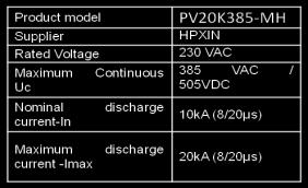 Surge protection 10kA Class/Type II DC and AC Integrated SPD Tripping device DC side SPD I n is 10kA AC side