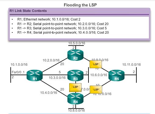 LINK-STATE UPDATES FLOODING THE LSP The fourth step in the link-state routing process is