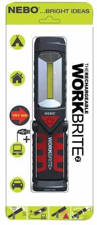 ...BRIGHT IDEAS...BRIGHT IDEAS WORK & FLASH FLASH & WORK COLLAPSIBLE Hanging Hook RECHARGEABLE WORK The WORKBRITE by NEBO adapts to your work environment, making it the handiest of work lights.