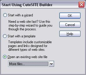 Opening a Web site file DRAFT To use the Web Wizard to open a new Web site file 1.