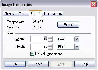 Select the Maintain proportions check box to avoid distortion, or clear it to change a pictures height-towidth ratio. 6. Enter a number from 1 to 3600 in the Width or Height box.