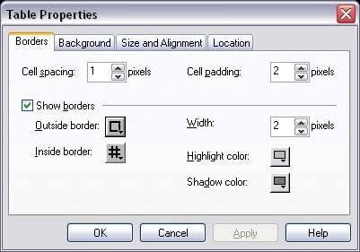 Changing spacing, borders and backgrounds To change the space between cells 1. Click in the table. 2. On the menu bar, choose Edit > Properties > Table.