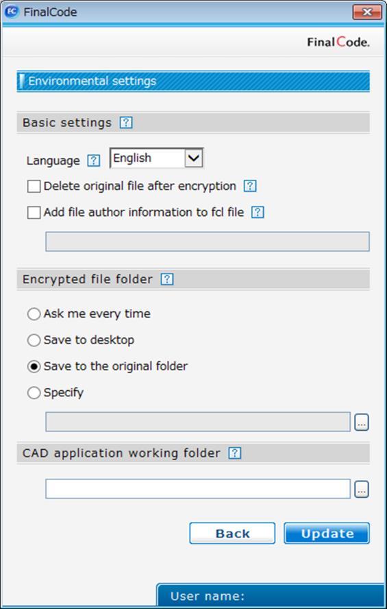 3. Enter the folder s path name at CAD application working folder.