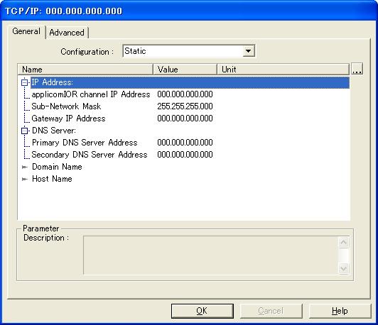 9. The following dialog box appears. Set the IP address for the EtherNet/IP master board. Select the IP address from [Configuration].
