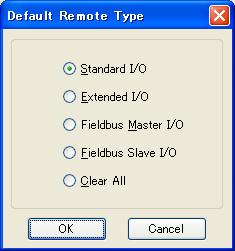 Select-[Controller]-[Remote Control]-[Inputs] or [Outputs]. (2) Click <Defaults> to display the [Default Remote Type] dialog box.