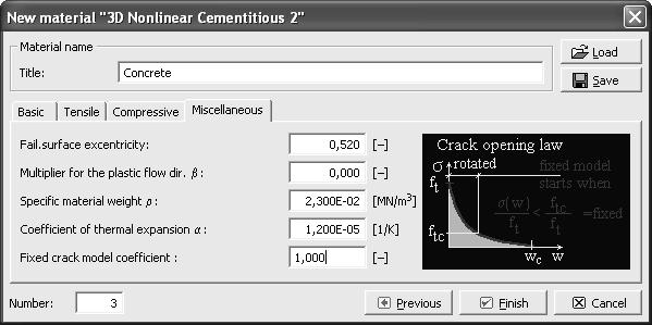 Figure 18: The dialog window for the miscellaneous properties of concrete  In
