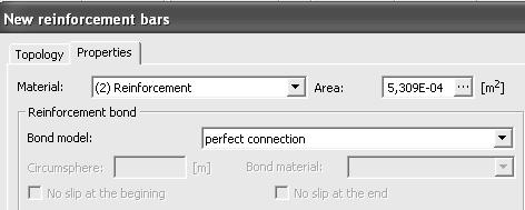 When the geometry of the first bar is defined, the Properties tab should be selected to specify the