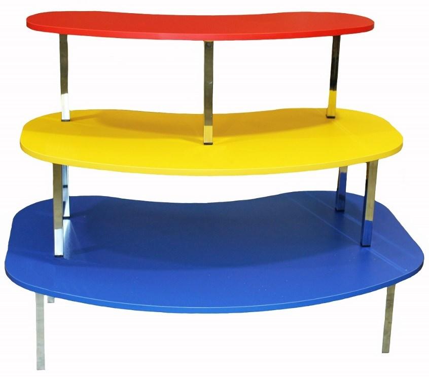 shelves with steel legs Can be used as three separate tables 1000H x 700D x