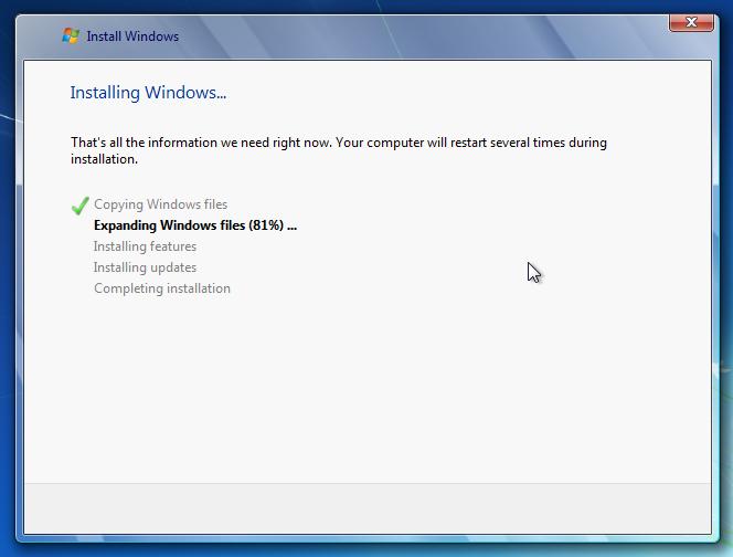The installation process (cont): Installing Copying files Expanding files