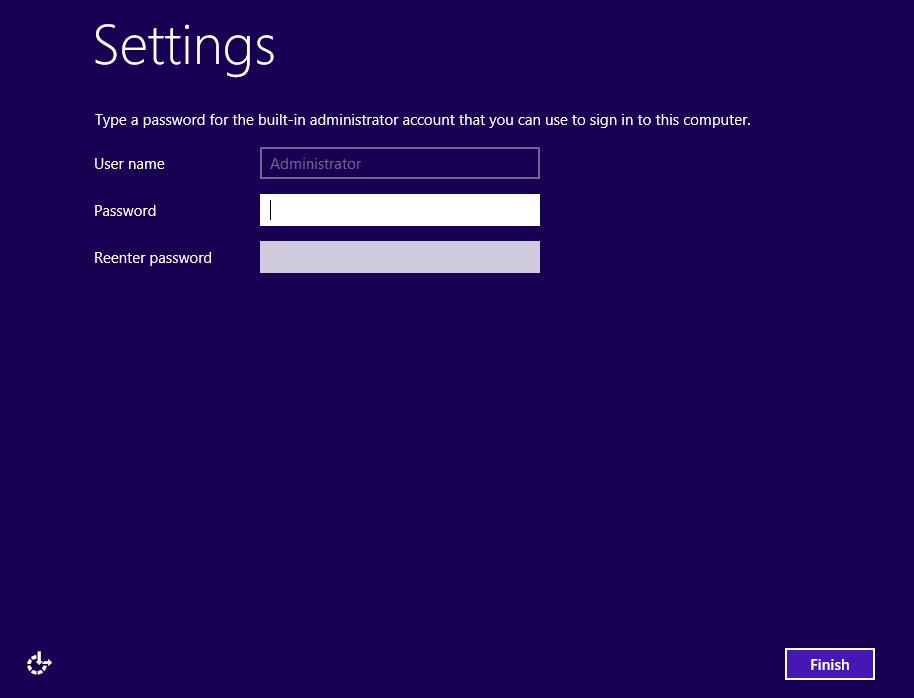 The installation process (cont): Setup password for the default