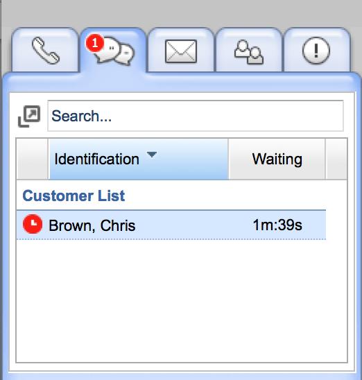 If the customer waiting time exceeds SLA, an alert icon in
