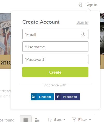 You can also now create an account using Linkedin OR Facebook If you