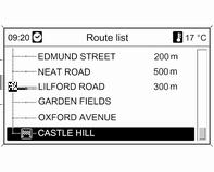 Navigation 167 Functions for active route guidance Select whether All traffic messages or only Traffic messages along route should be displayed in the TMC messages list, see below.