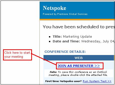 If the meeting is a Public meeting, attendees can alternatively access it from the Conferencing Hub directly.