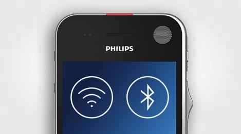Philips Dictation app Power saving feature Wi-Fi, LAN, USB and Bluetooth The integrated recorder app comes with professional dictation features