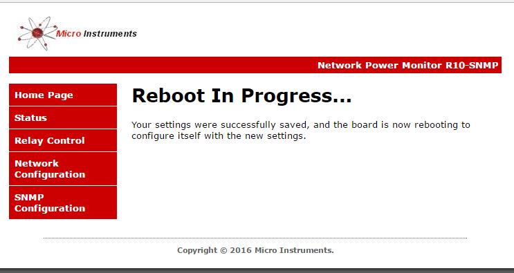 Gateway and Subnet Mask Save Configuration unit will reboot After the configuration was saved the Reboot
