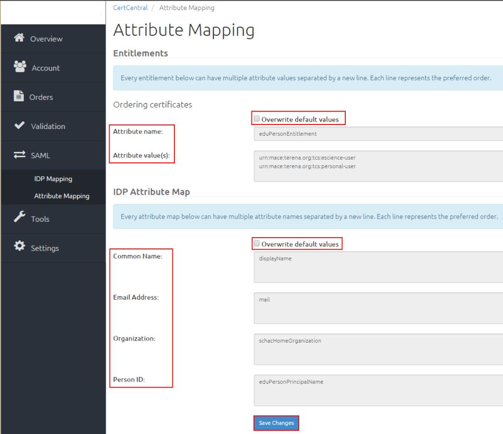 3. Under IDP Attribute Map, enter the following information for the attributes that you want to map: Common Name: Enter the value for the common name or name to be displayed.