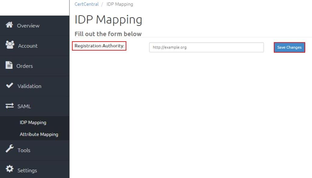 3.3 IDP Mapping This is used to configure the Registration Authority for the NREN.
