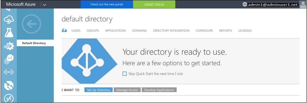 Select an active directory from the active directory list, and click APPLICATIONS. 4.