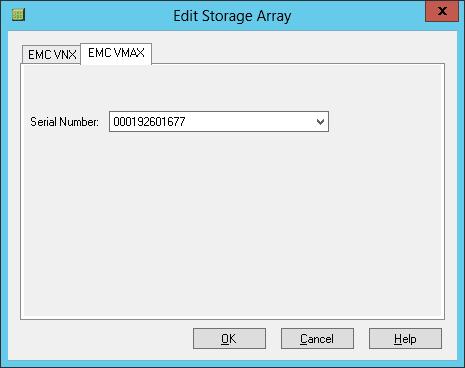 Select the serial number of the array that you want to use and click OK. Removing storage arrays Procedure 1.