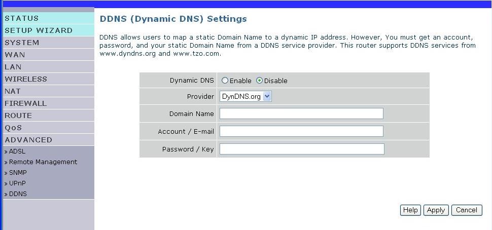 4 - Configuring the SAGEM F@st 1500 ADSL router 4.11.5 DDNS DDNS allows users to map a static Domain Name to Dynamic IP address.