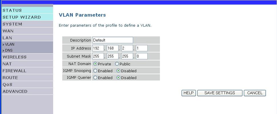 4 - Configuring the SAGEM F@st 1500 ADSL router Edit Click on the Edit button in the configure field allows to display VLAN profile and modify its parameters.