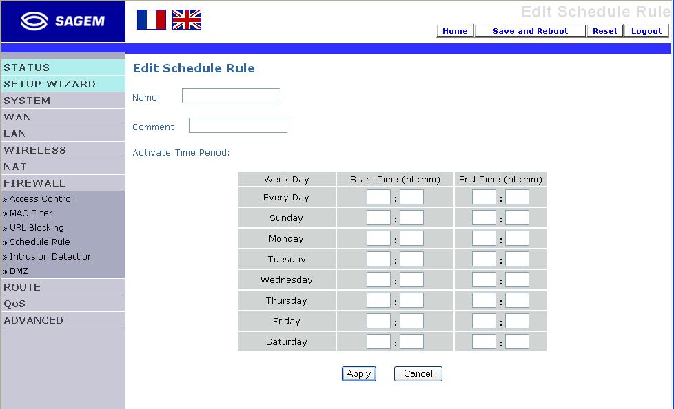 Define the schedule on the Schedule Rule page, and apply the rule on the Access Control page.