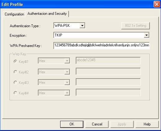 D. WPA-PSK 1. Select Authentication type: WPA-PSK 2.