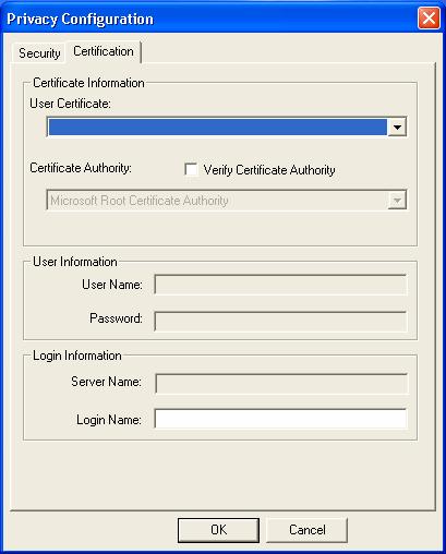 Certification Tab After you select the EAP type, you need to click Certification Tab to make advanced setting. The following describes configuration of each available EAP type.